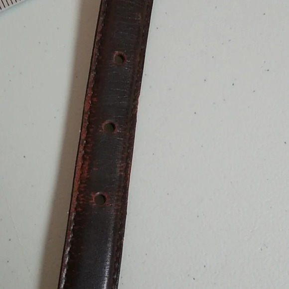 BROWN SEWN EDGE, GENUINE LEATHER 3/4" HEAVY SILVER BUCKLE & TIP END VINTAGE 1995 - Picture 2 of 8
